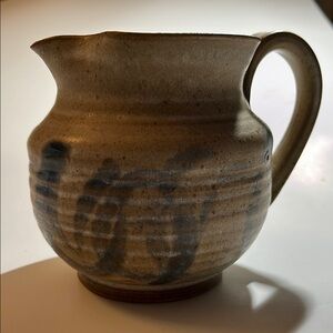 Sanderson Toad Hill Pottery 1993 Brown and Blue Art pitcher